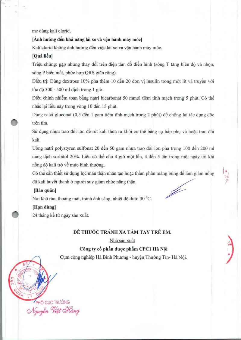 thông tin, cách dùng, giá thuốc Kali clorid-BFS - ảnh 7