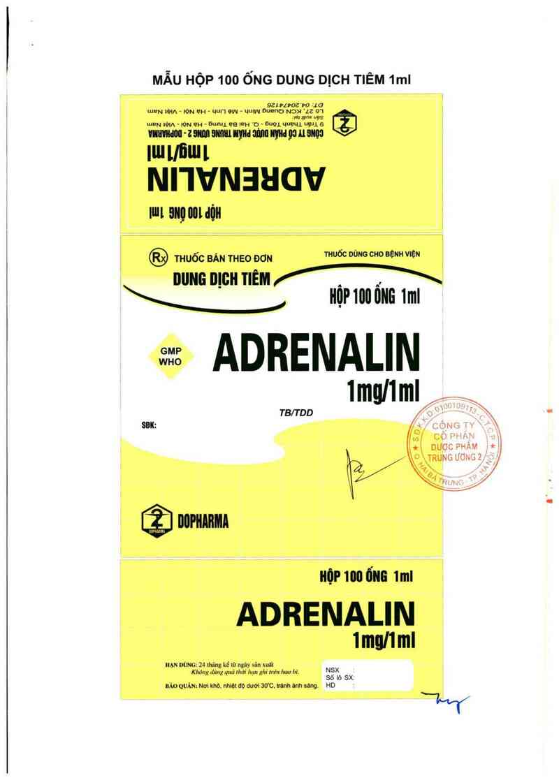 thông tin, cách dùng, giá thuốc Adrenalin 1mg/1ml - ảnh 2