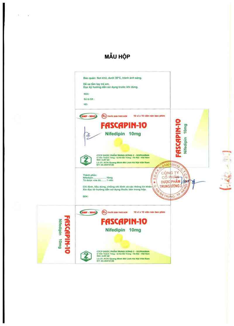 thông tin, cách dùng, giá thuốc Fascapin-10 - ảnh 1