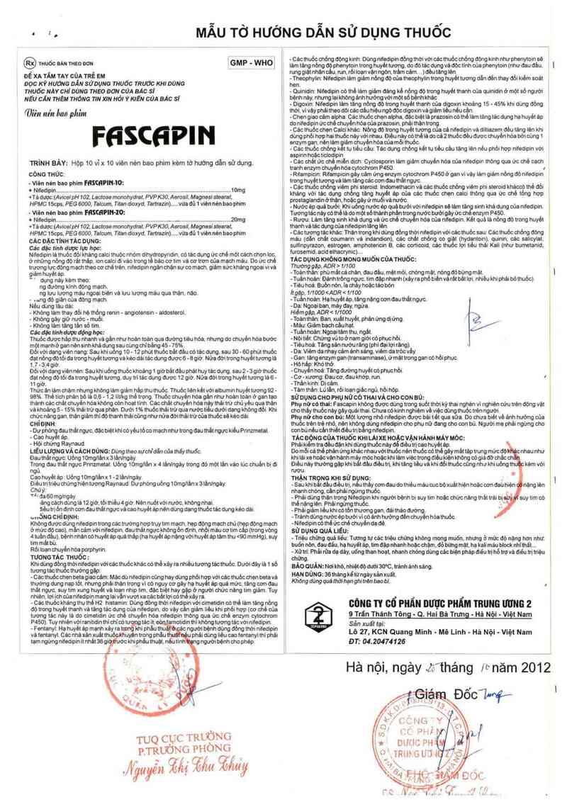 thông tin, cách dùng, giá thuốc Fascapin-10 - ảnh 2