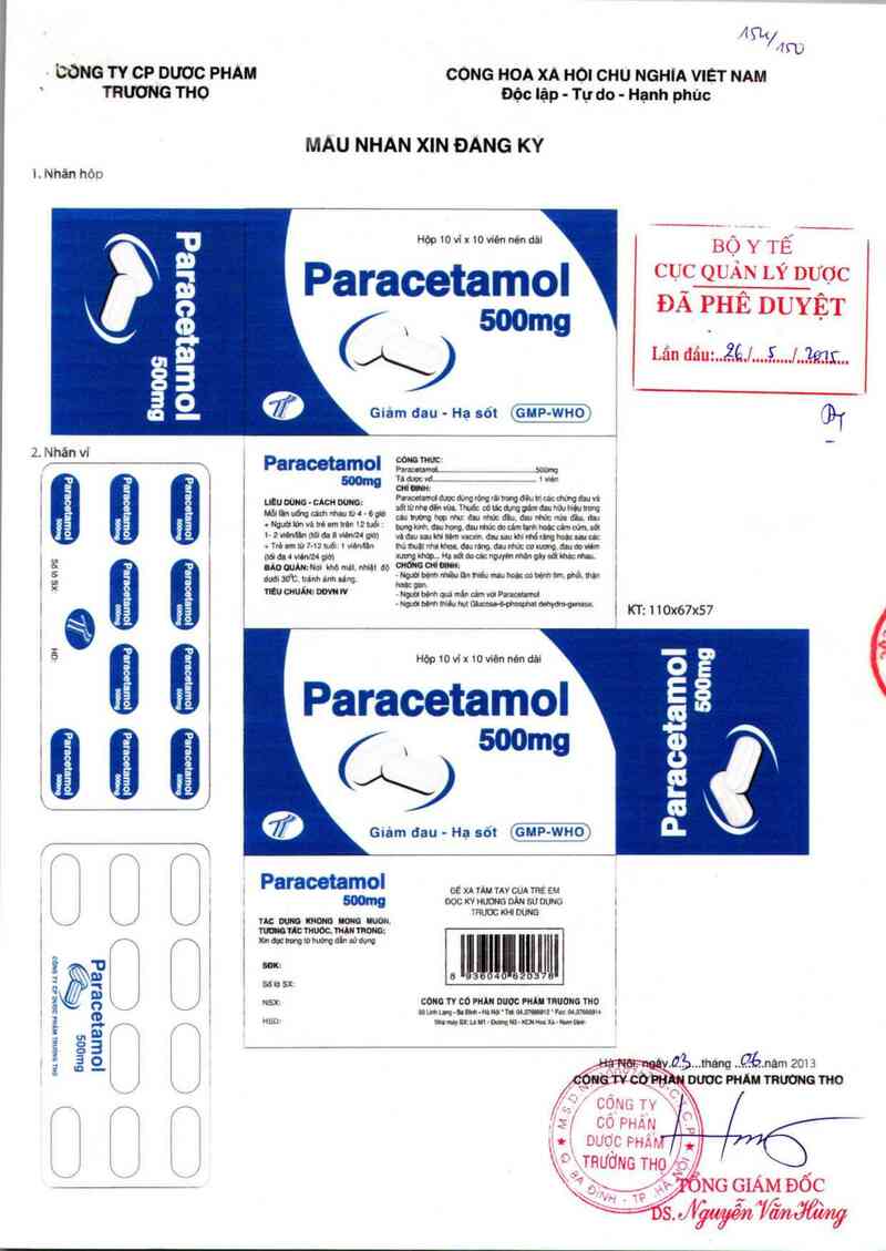 thông tin, cách dùng, giá thuốc Paracetamol 500mg - ảnh 0