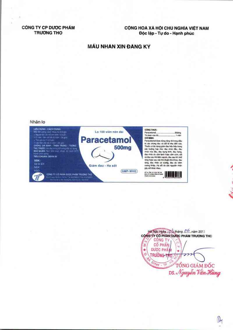 thông tin, cách dùng, giá thuốc Paracetamol 500mg - ảnh 1
