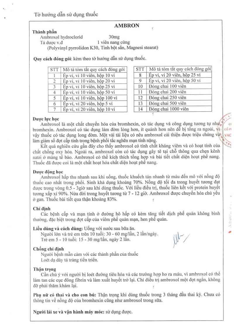 thông tin, cách dùng, giá thuốc Ambron - ảnh 11