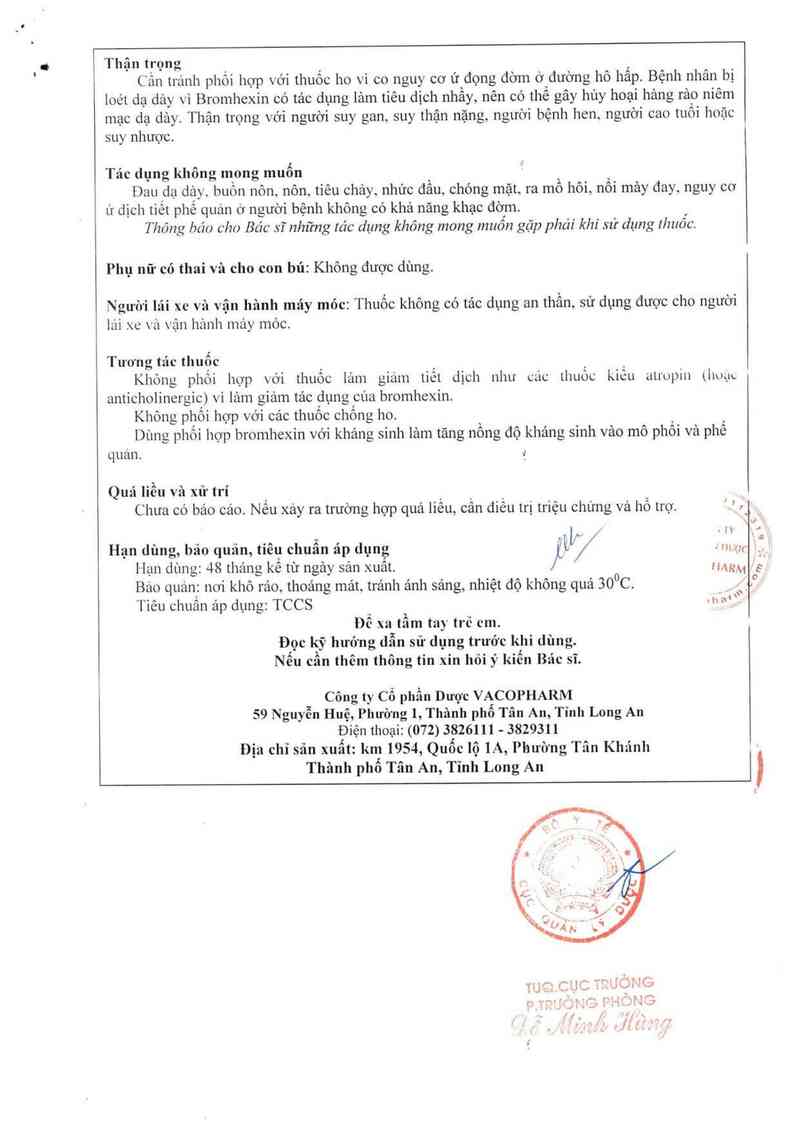 thông tin, cách dùng, giá thuốc Bromhexin 8 - ảnh 15