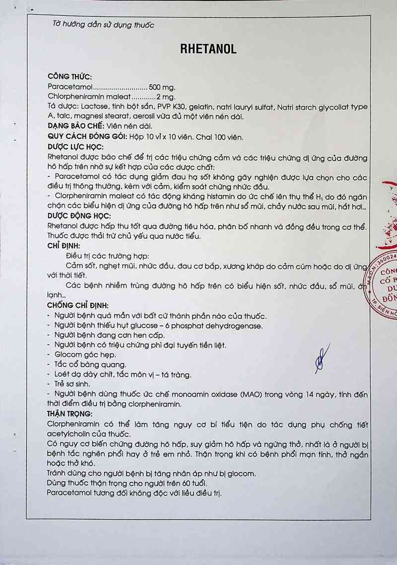 thông tin, cách dùng, giá thuốc Rhetanol - ảnh 3