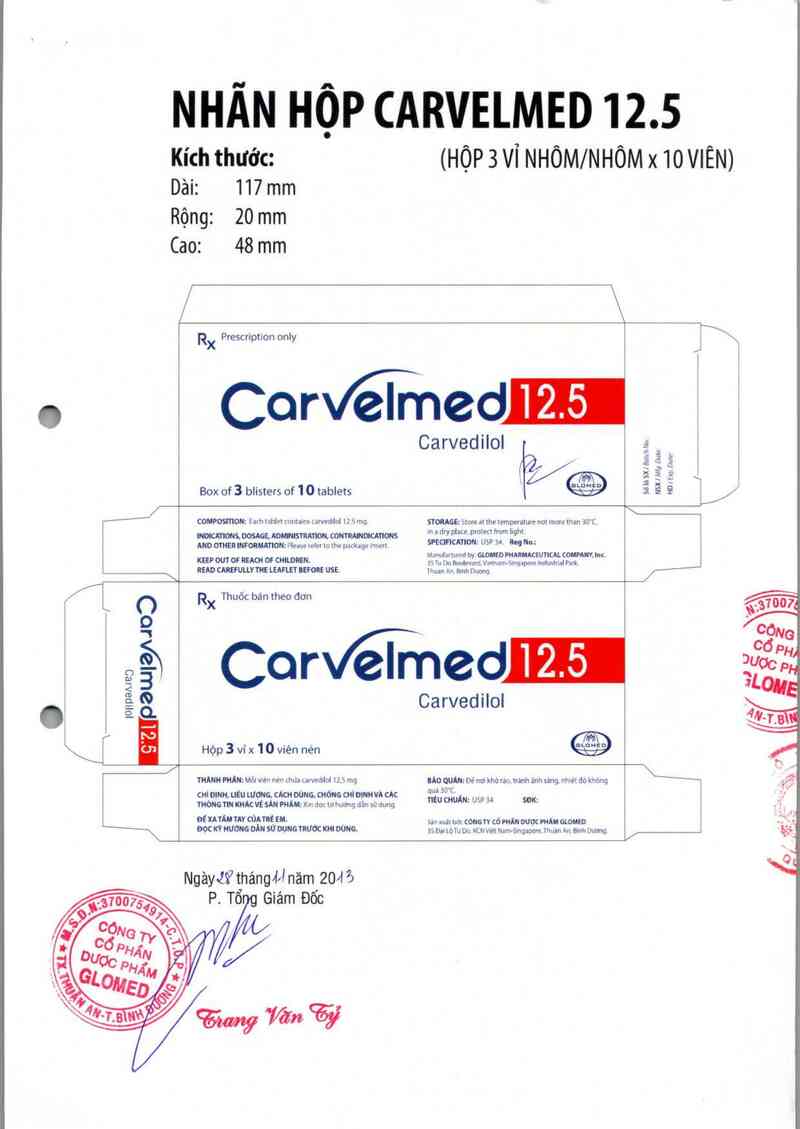 thông tin, cách dùng, giá thuốc Carvelmed 12.5 - ảnh 1