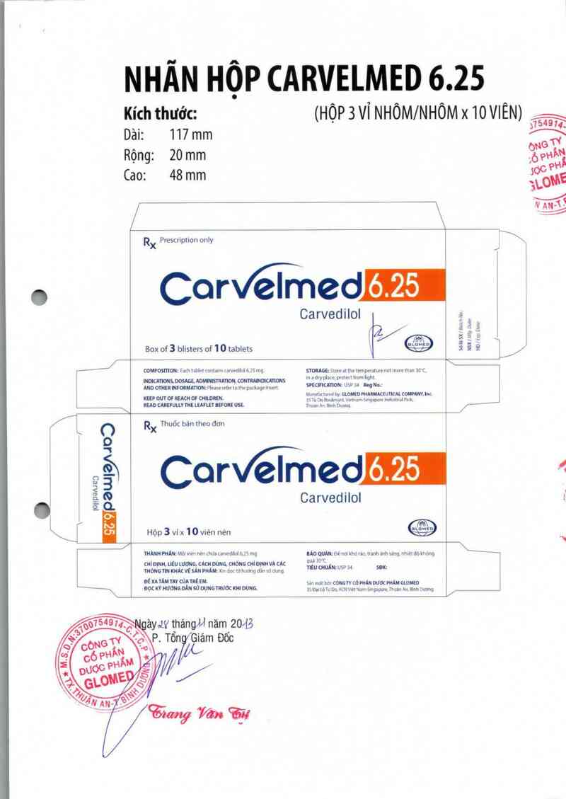 thông tin, cách dùng, giá thuốc Carvelmed 6.25 - ảnh 1