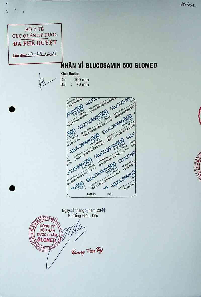 thông tin, cách dùng, giá thuốc Glucosamin 500 Glomed - ảnh 0
