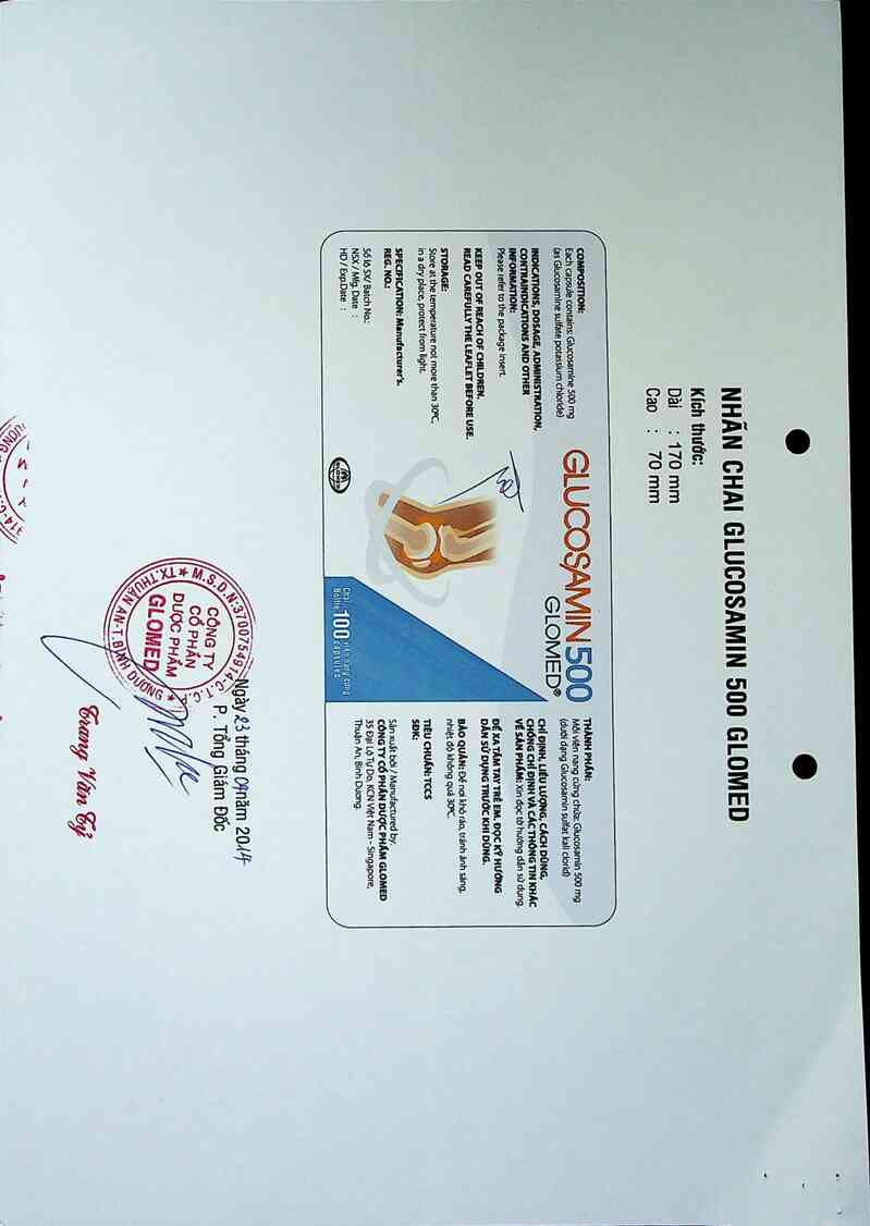 thông tin, cách dùng, giá thuốc Glucosamin 500 Glomed - ảnh 3