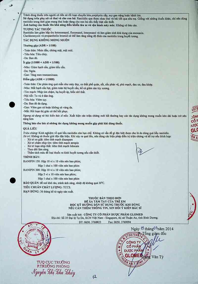 thông tin, cách dùng, giá thuốc Ranipin 300 - ảnh 9