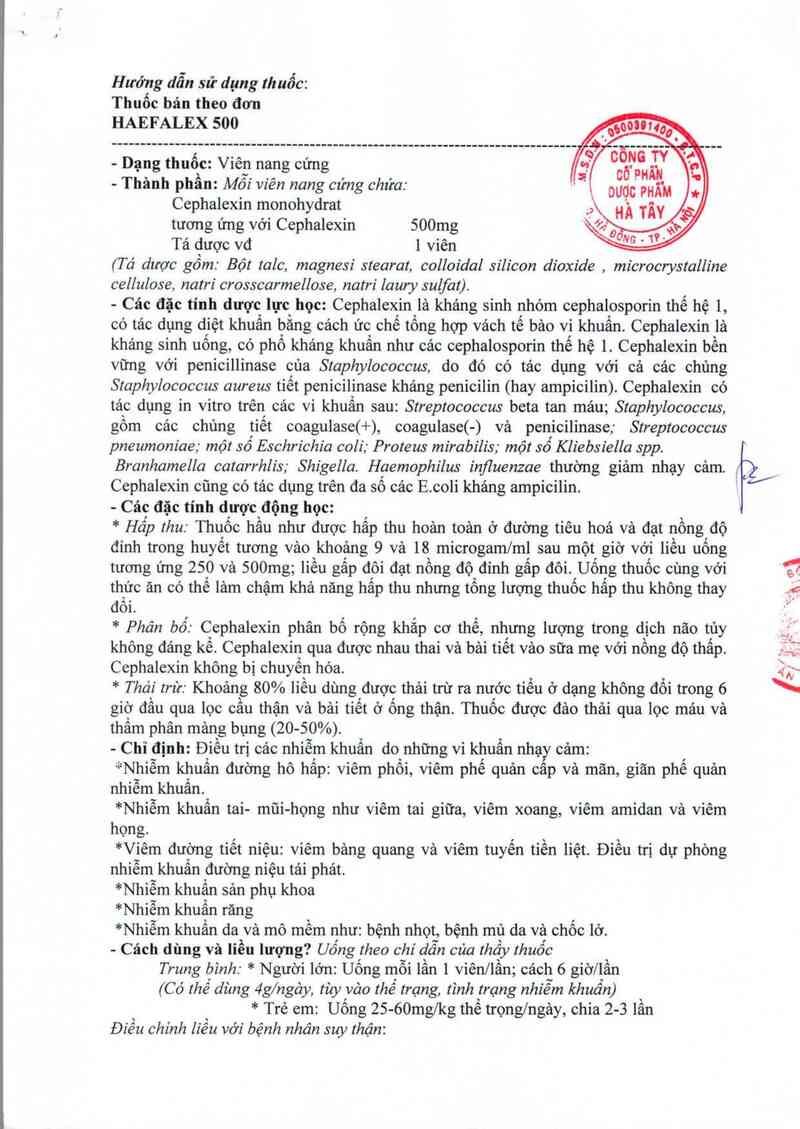 thông tin, cách dùng, giá thuốc Haefalex 500 - ảnh 1