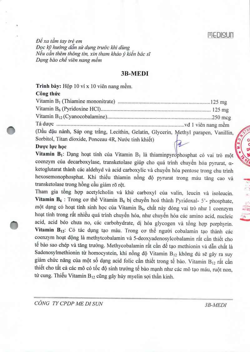 thông tin, cách dùng, giá thuốc 3B-Medi - ảnh 1