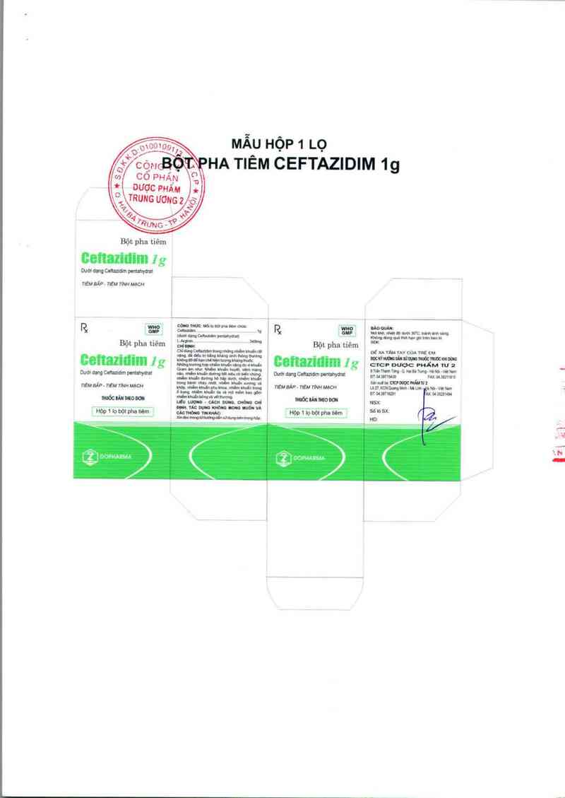 thông tin, cách dùng, giá thuốc Ceftazidime 1g - ảnh 1