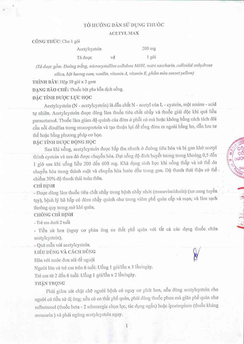 thông tin, cách dùng, giá thuốc Acetyl Max - ảnh 1