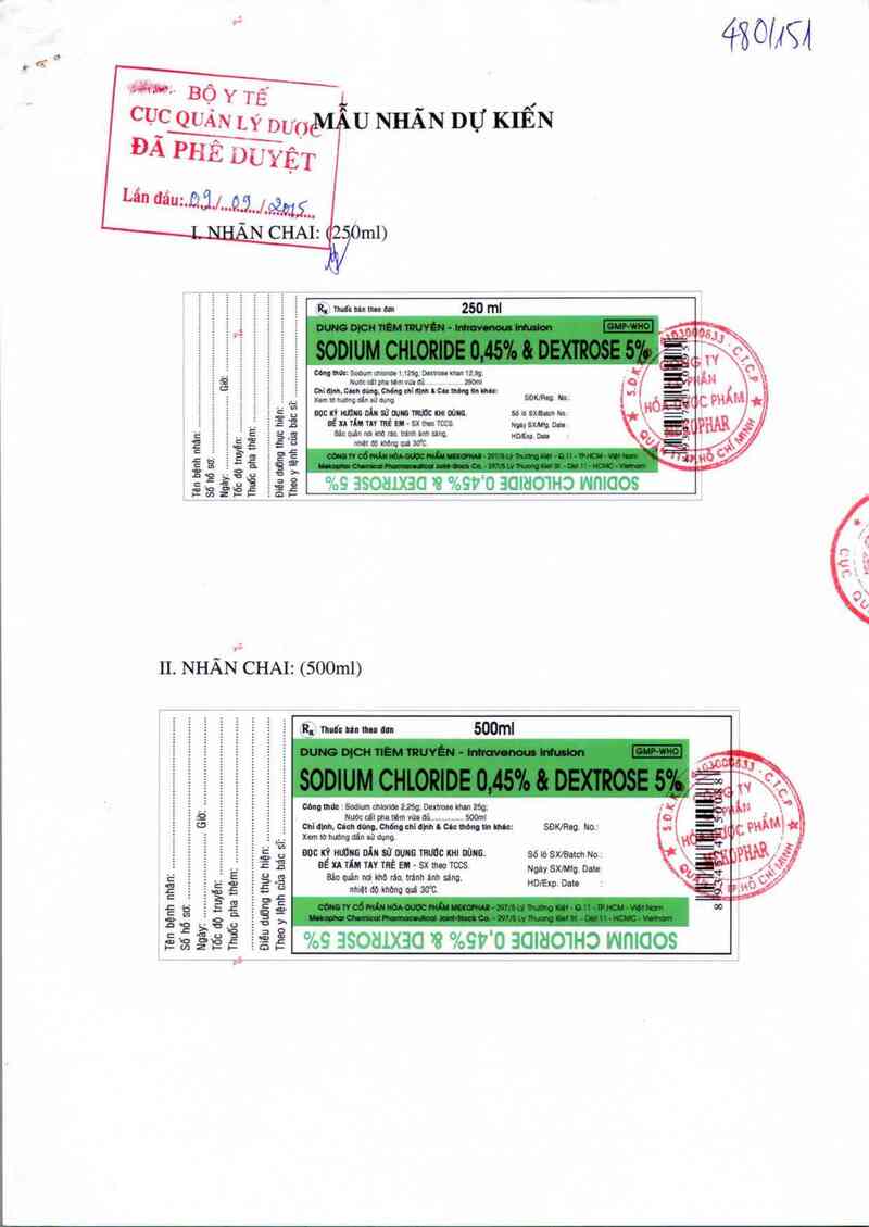 thông tin, cách dùng, giá thuốc Sodium Chloride 0,45% & Dextrose 5% - ảnh 0