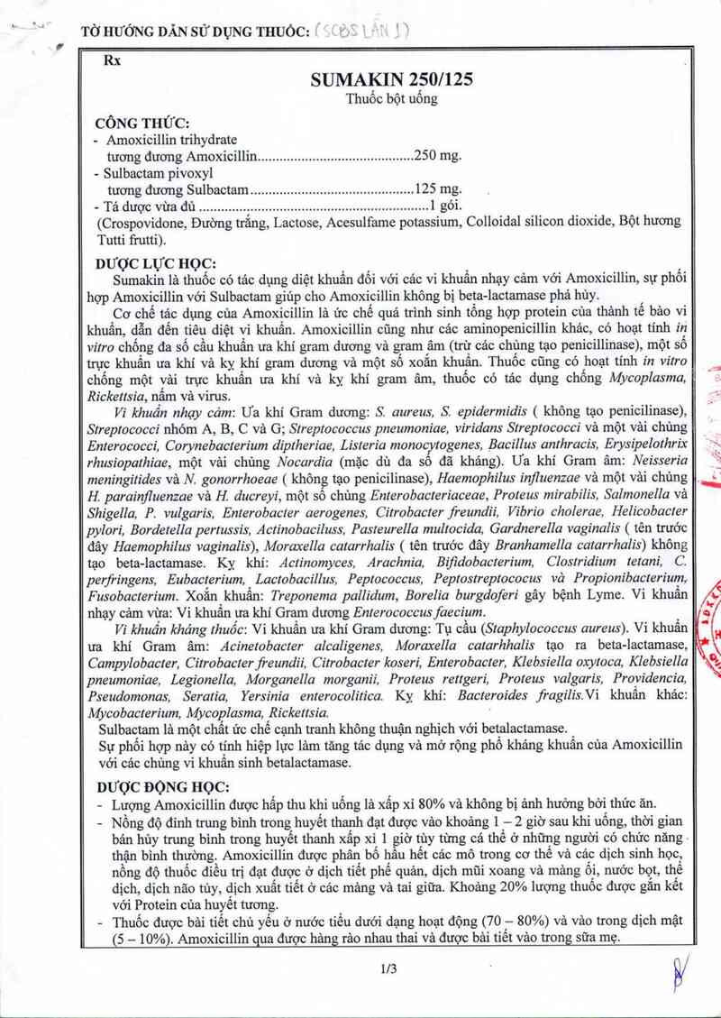 thông tin, cách dùng, giá thuốc Sumakin 250/125 - ảnh 1