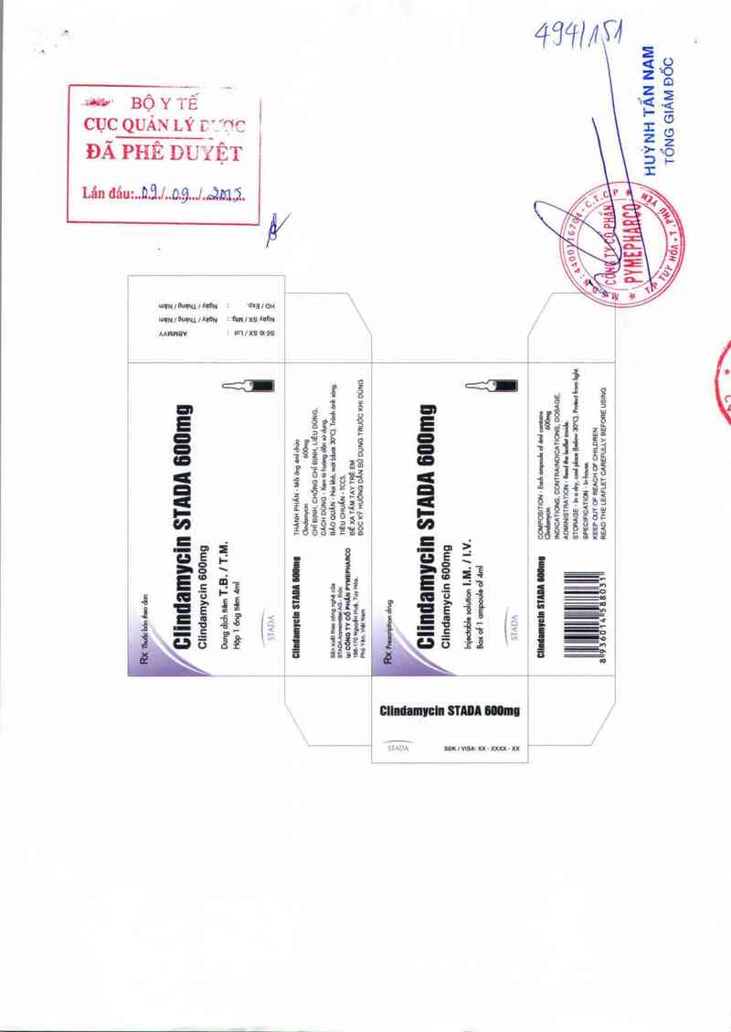 thông tin, cách dùng, giá thuốc Clindamycin Stada 600mg - ảnh 0