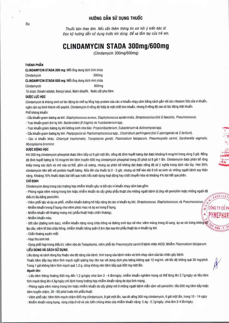 thông tin, cách dùng, giá thuốc Clindamycin Stada 600mg - ảnh 2