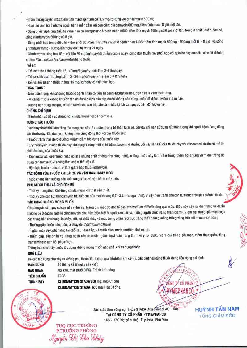 thông tin, cách dùng, giá thuốc Clindamycin Stada 600mg - ảnh 3