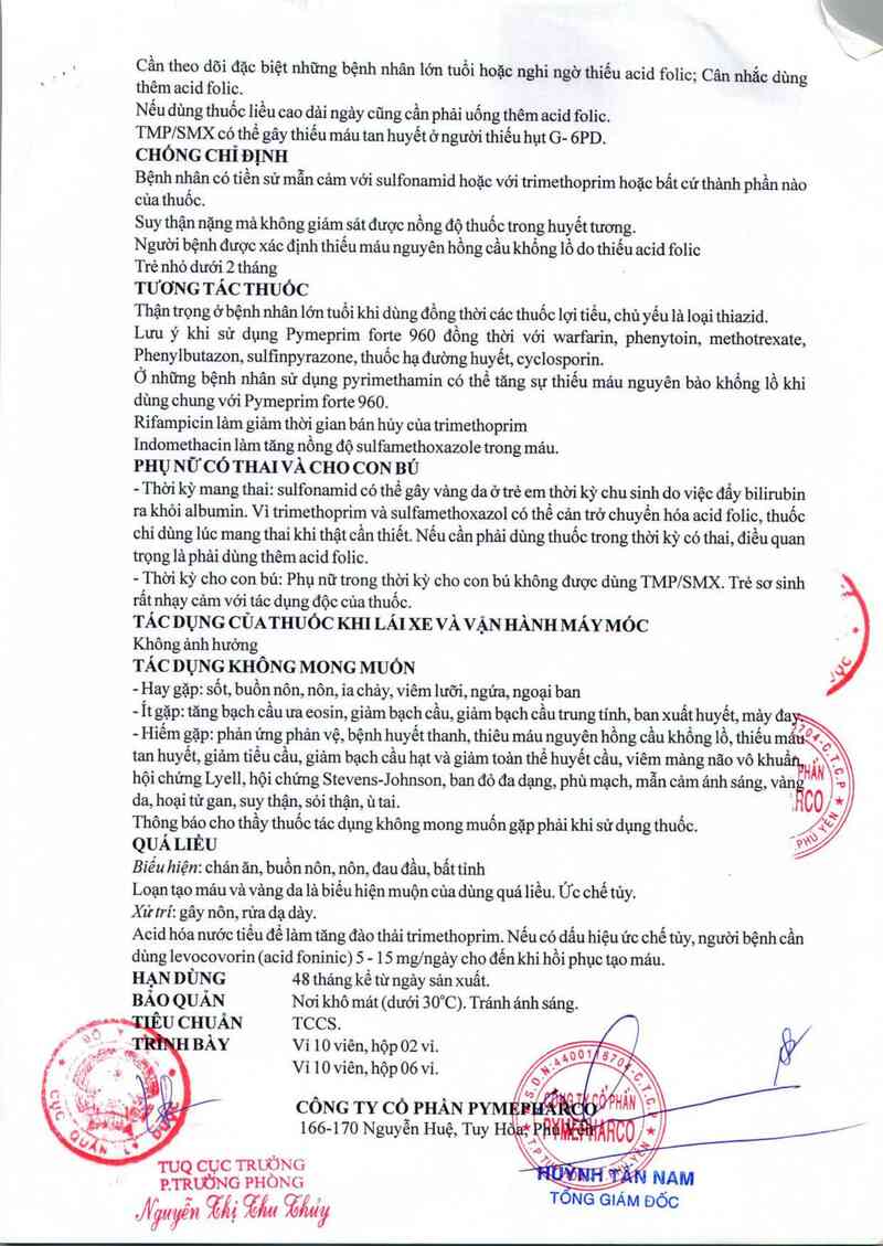 thông tin, cách dùng, giá thuốc Pymeprim forte 960 - ảnh 4