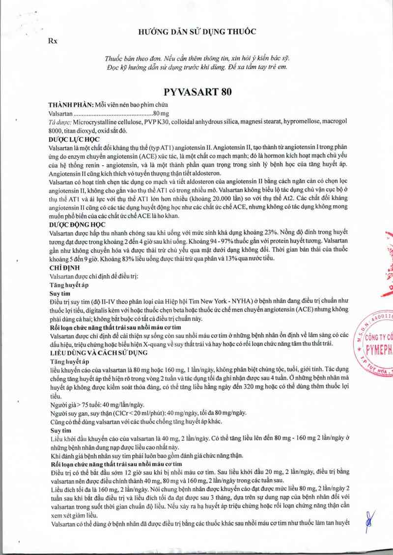 thông tin, cách dùng, giá thuốc Pyvasart 80 - ảnh 2