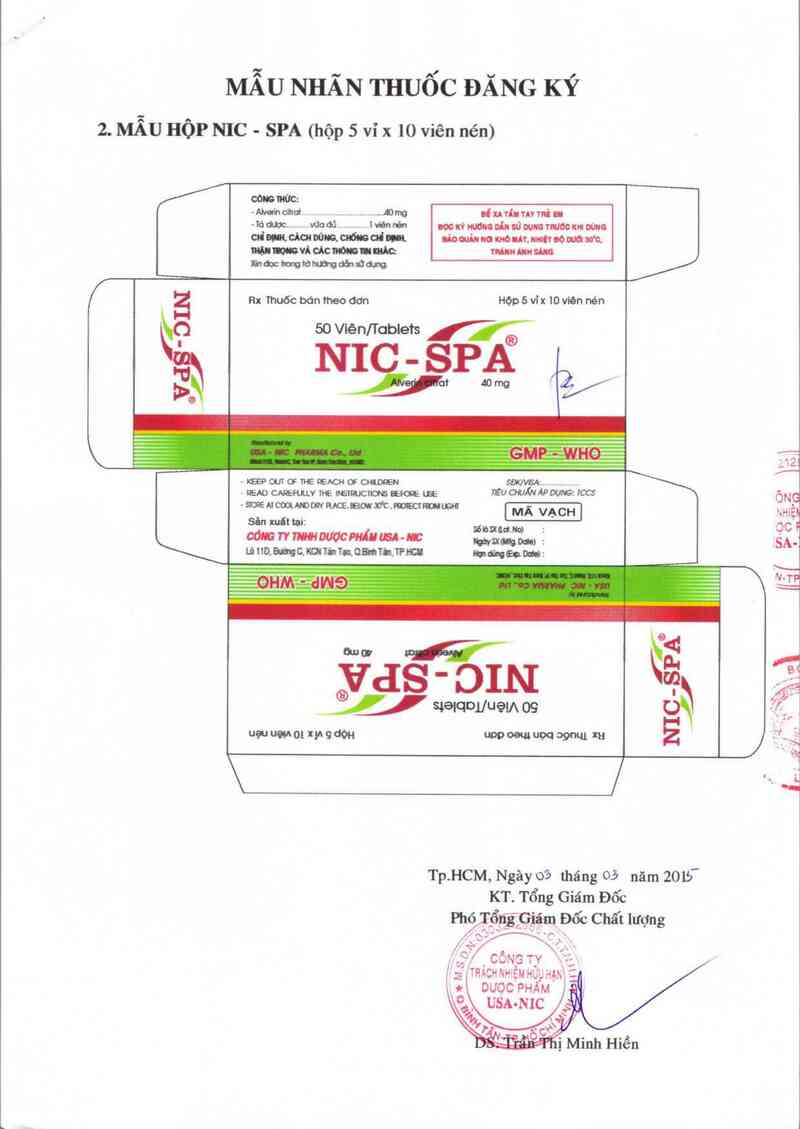 thông tin, cách dùng, giá thuốc Nic-Spa - ảnh 1