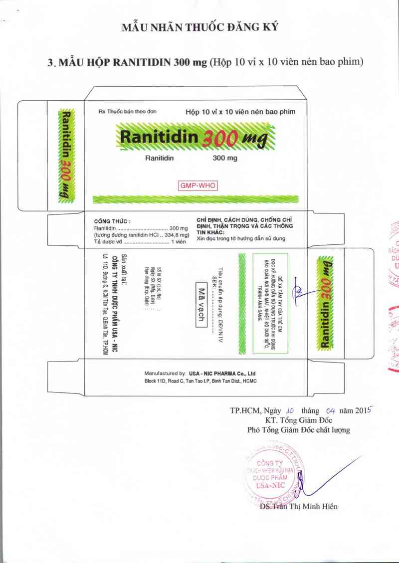 thông tin, cách dùng, giá thuốc Ranitidin 300 mg - ảnh 1
