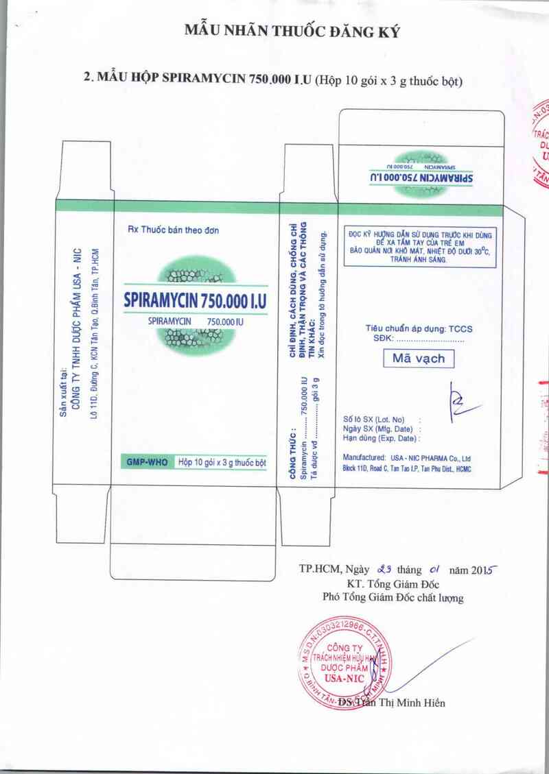 thông tin, cách dùng, giá thuốc Spiramycin 750.000 I.U - ảnh 1