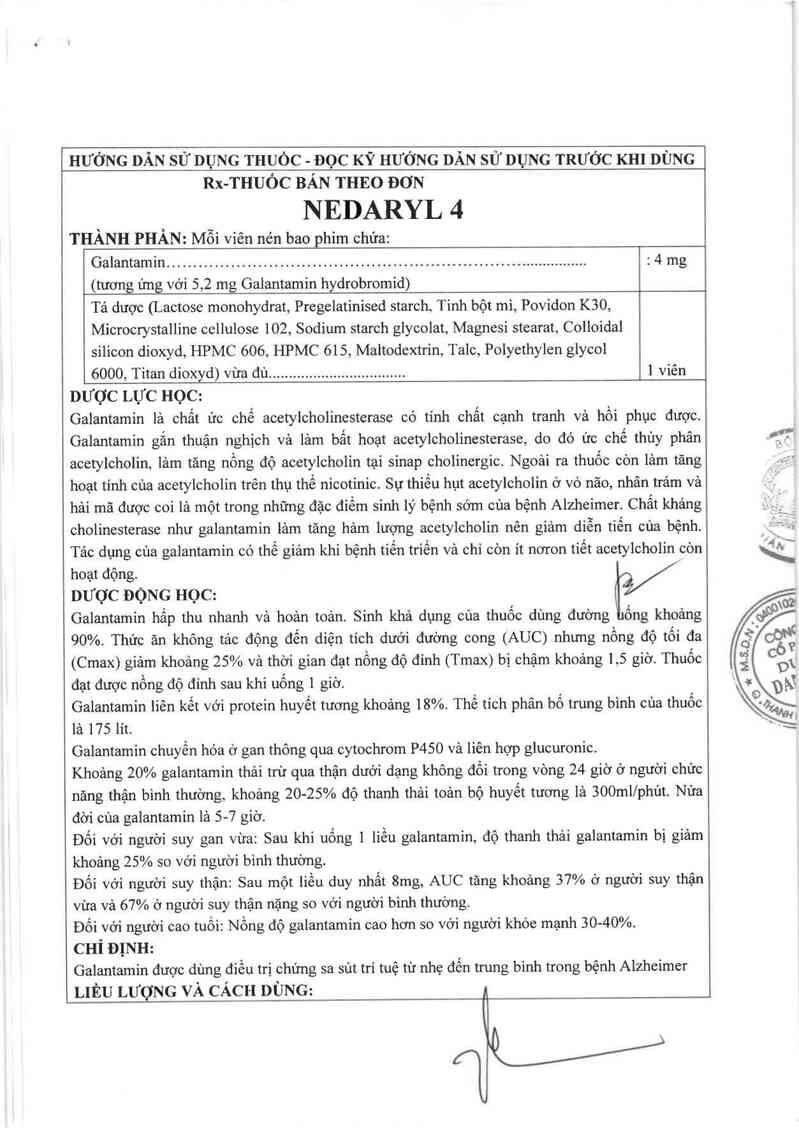 thông tin, cách dùng, giá thuốc Nedaryl 4 - ảnh 1
