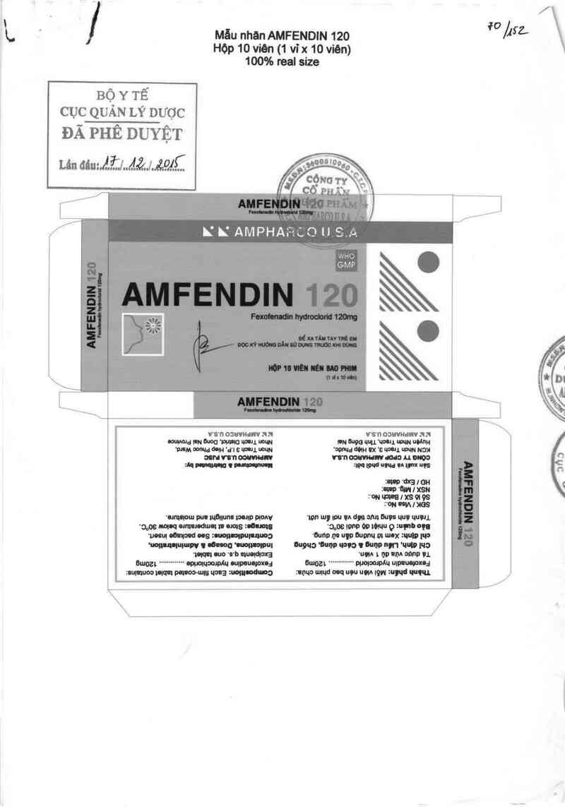 thông tin, cách dùng, giá thuốc Amfendin 120 - ảnh 0