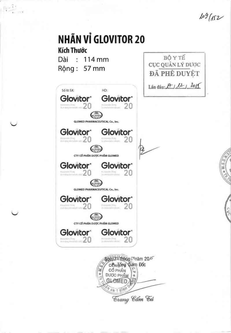 thông tin, cách dùng, giá thuốc Glovitor 20 - ảnh 0