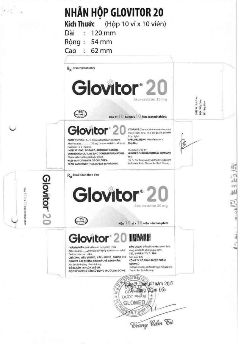 thông tin, cách dùng, giá thuốc Glovitor 20 - ảnh 2