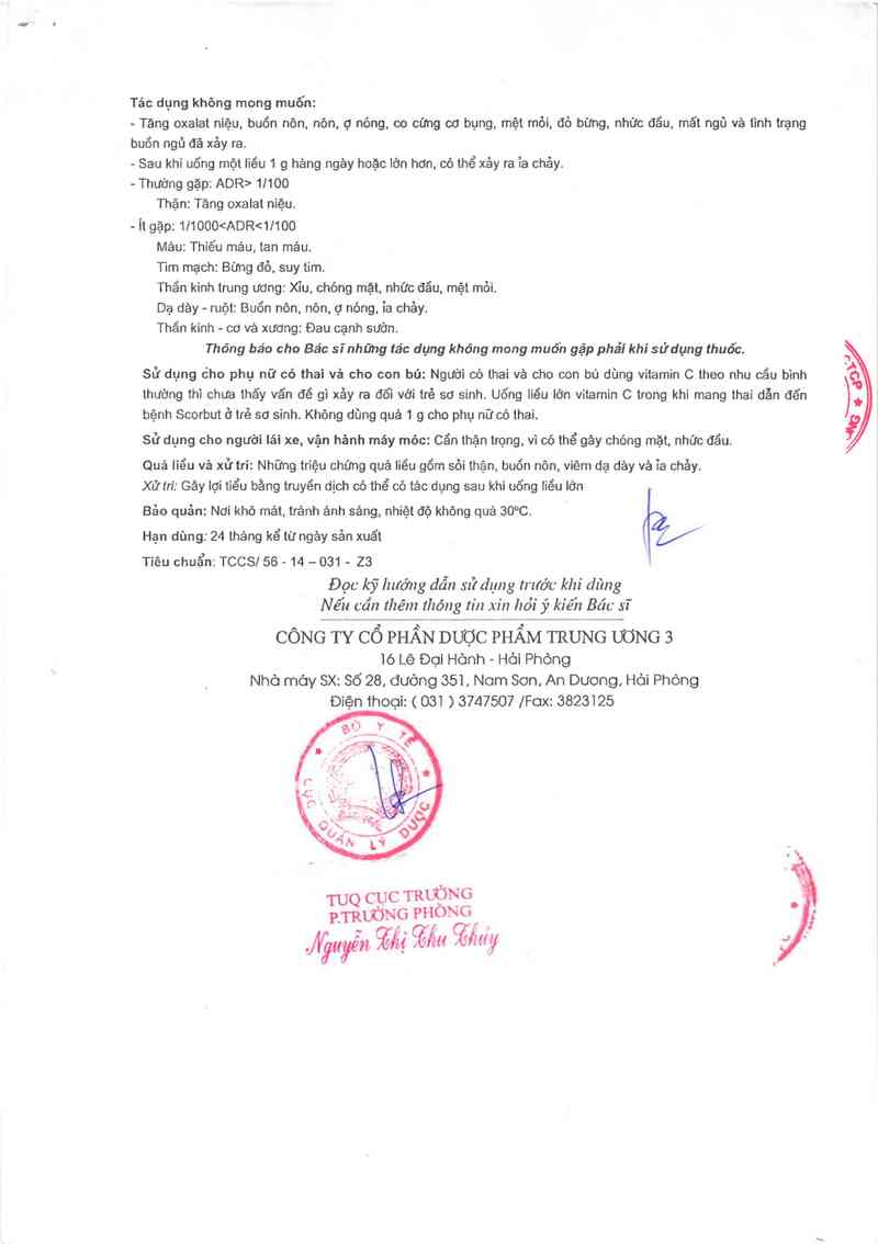 thông tin, cách dùng, giá thuốc Vitamin C TW3 - ảnh 4