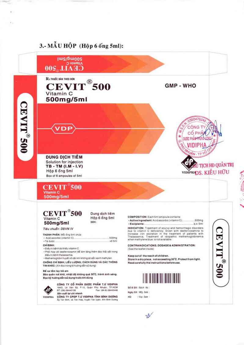 thông tin, cách dùng, giá thuốc Cevit 500 - ảnh 1