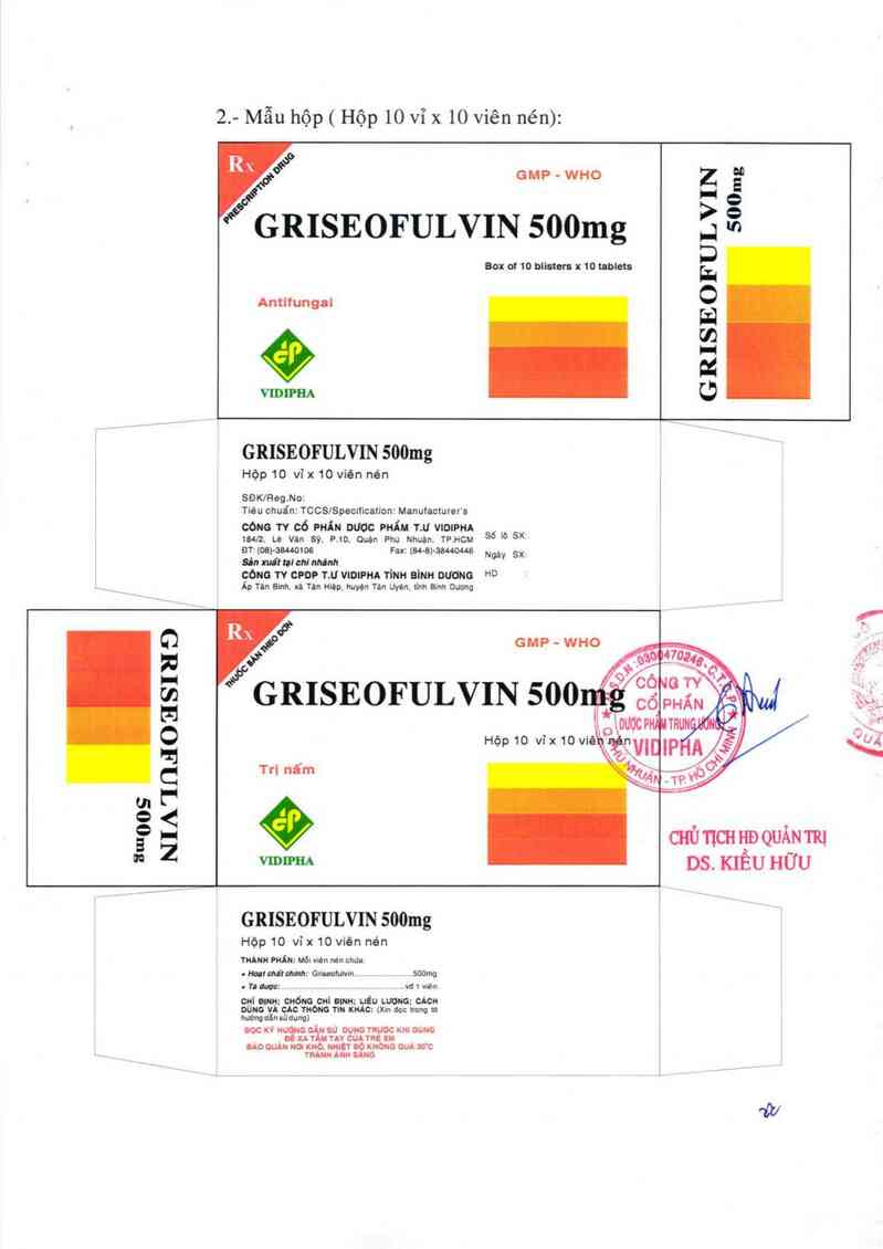 thông tin, cách dùng, giá thuốc Griseofulvin 500mg - ảnh 1