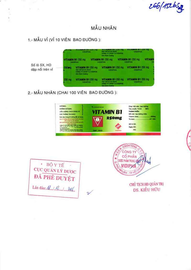 thông tin, cách dùng, giá thuốc Vitamin B1 250mg - ảnh 0