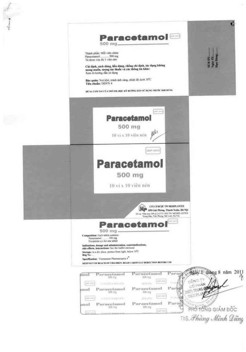thông tin, cách dùng, giá thuốc Paracetamol 500 mg - ảnh 0