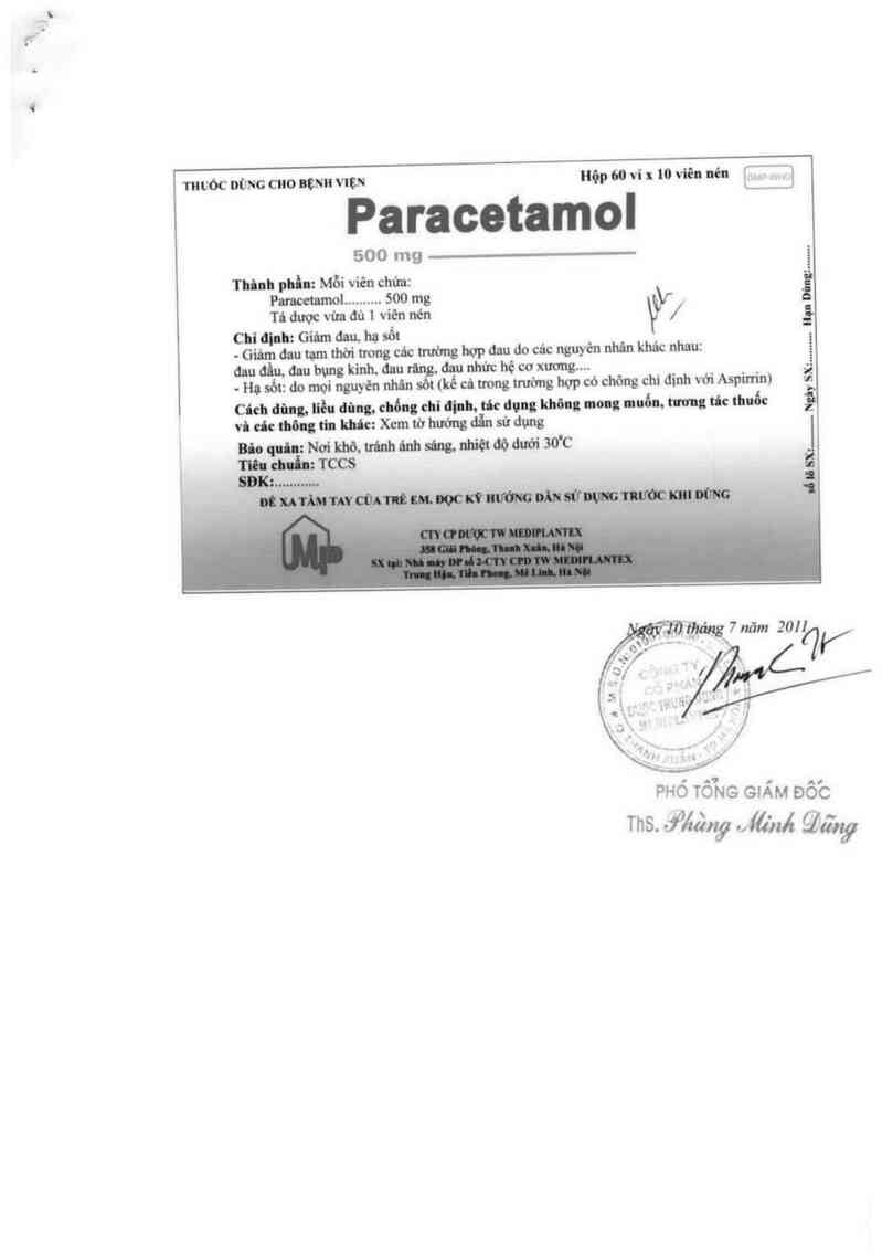 thông tin, cách dùng, giá thuốc Paracetamol 500 mg - ảnh 2
