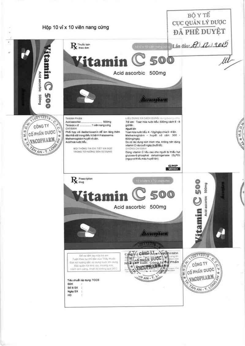 thông tin, cách dùng, giá thuốc Vitamin C 500 - ảnh 0