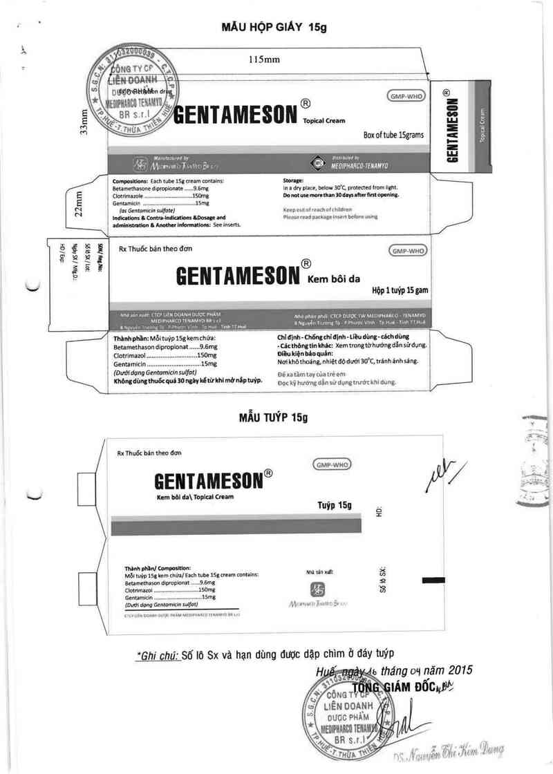 thông tin, cách dùng, giá thuốc Gentameson - ảnh 1