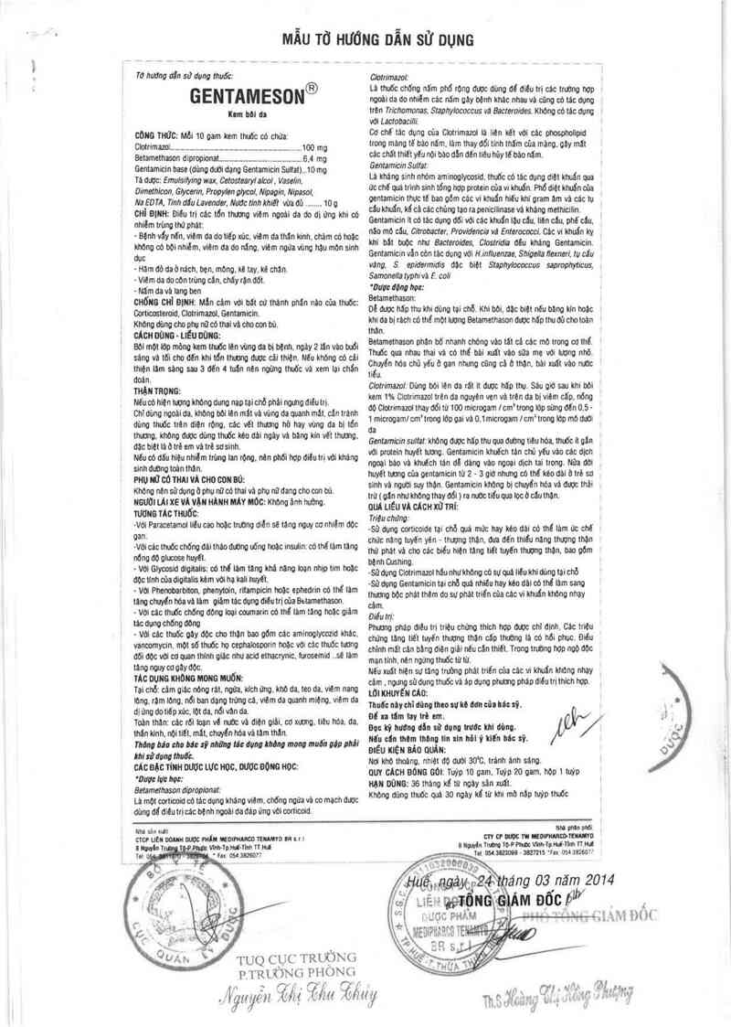 thông tin, cách dùng, giá thuốc Gentameson - ảnh 2