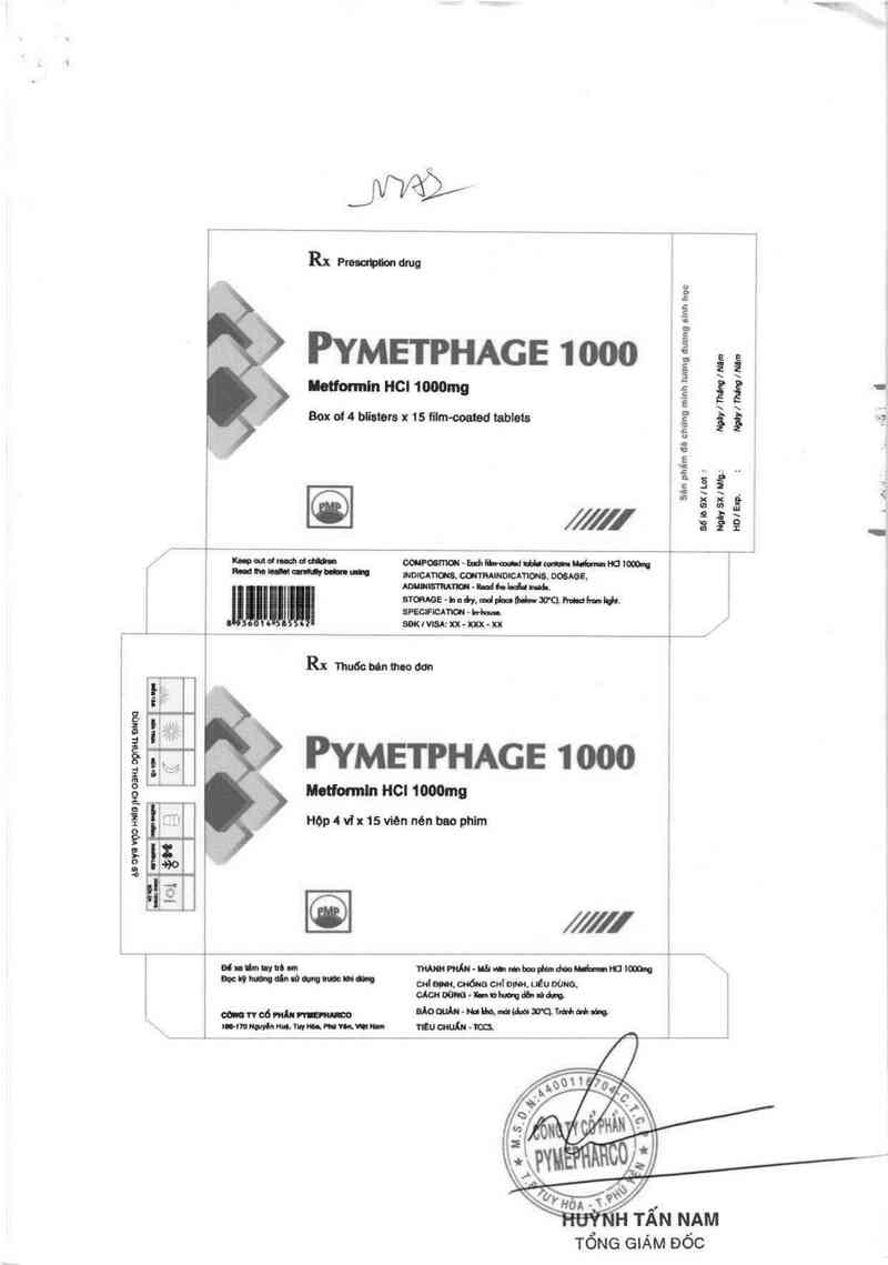 thông tin, cách dùng, giá thuốc Pymetphage 1000 - ảnh 1