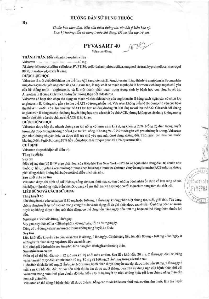 thông tin, cách dùng, giá thuốc Pyvasart 40 - ảnh 2