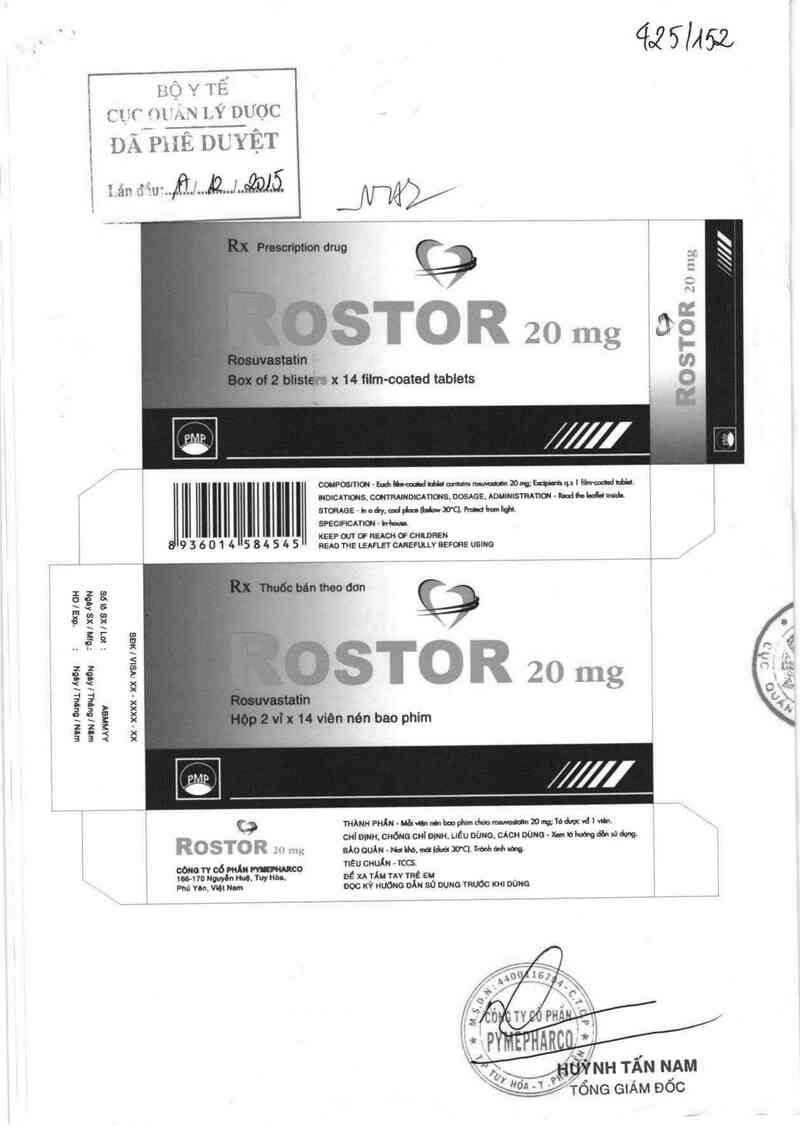 thông tin, cách dùng, giá thuốc Rostor 20 - ảnh 0