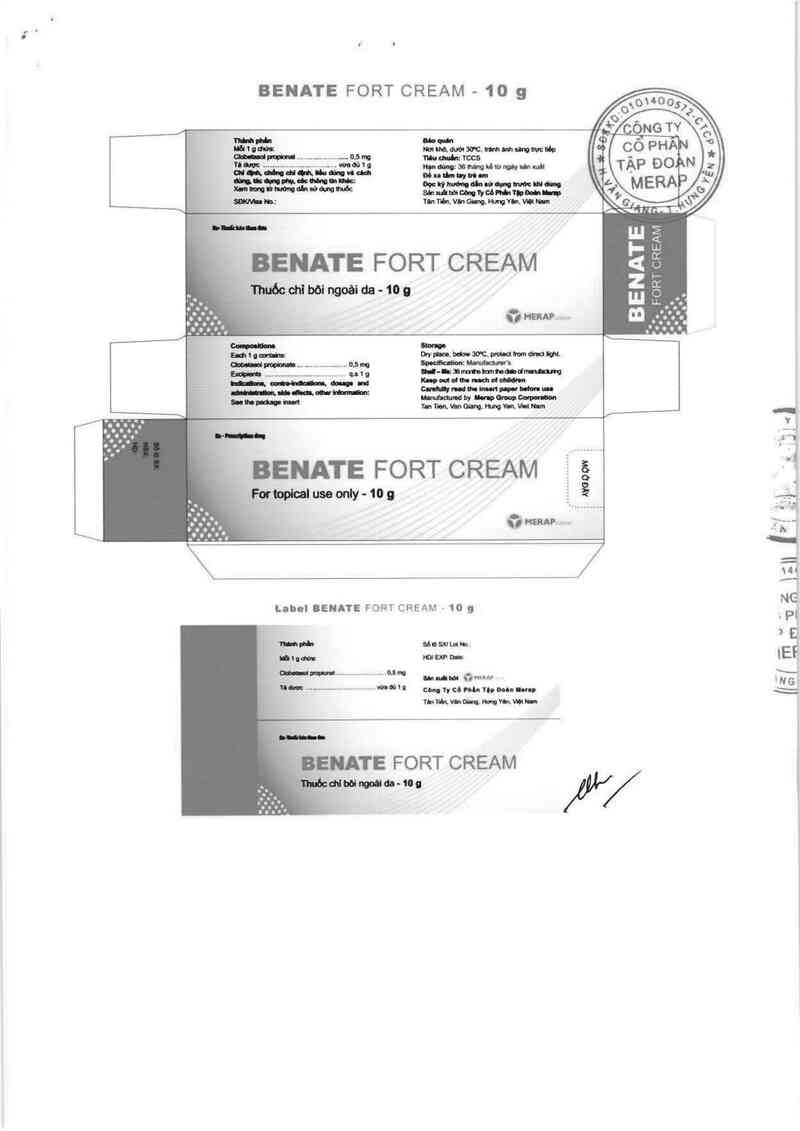 thông tin, cách dùng, giá thuốc Benate fort cream - ảnh 1