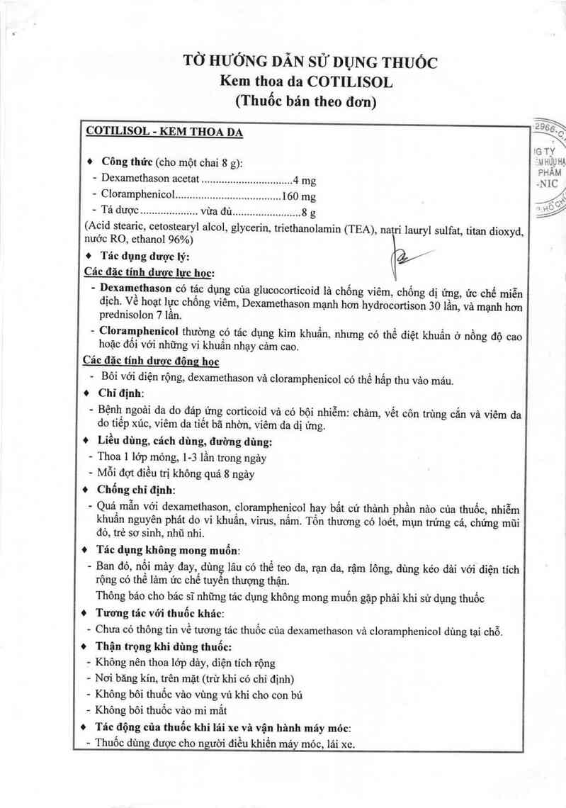 thông tin, cách dùng, giá thuốc Cotilisol - ảnh 2