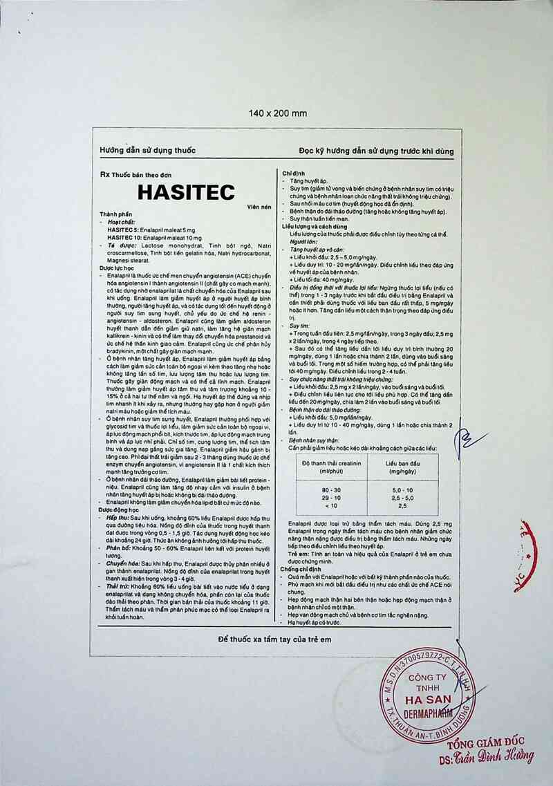 thông tin, cách dùng, giá thuốc Hasitec 10 - ảnh 3