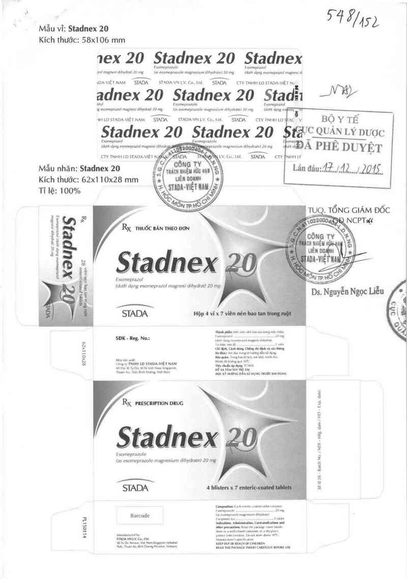 thông tin, cách dùng, giá thuốc Stadnex 20 - ảnh 0
