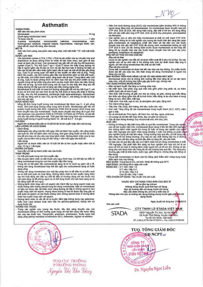 thông tin, cách dùng, giá thuốc Asthmatin - ảnh 4