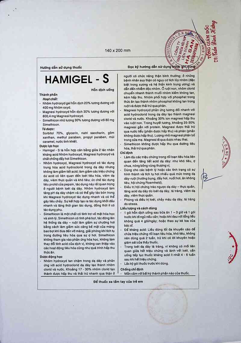 thông tin, cách dùng, giá thuốc Hamigel-S - ảnh 4